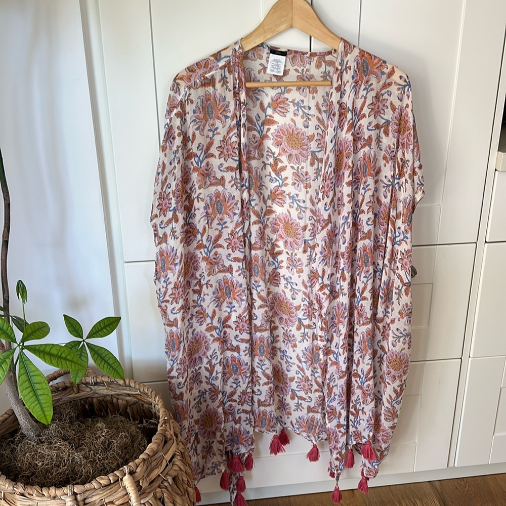 India print open layer with tassels